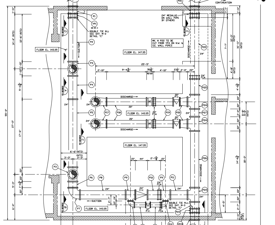 Ductile Pipe Line Drawings